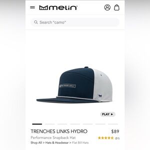Melin Trenches Links Hydro Navy/ White. Classic size